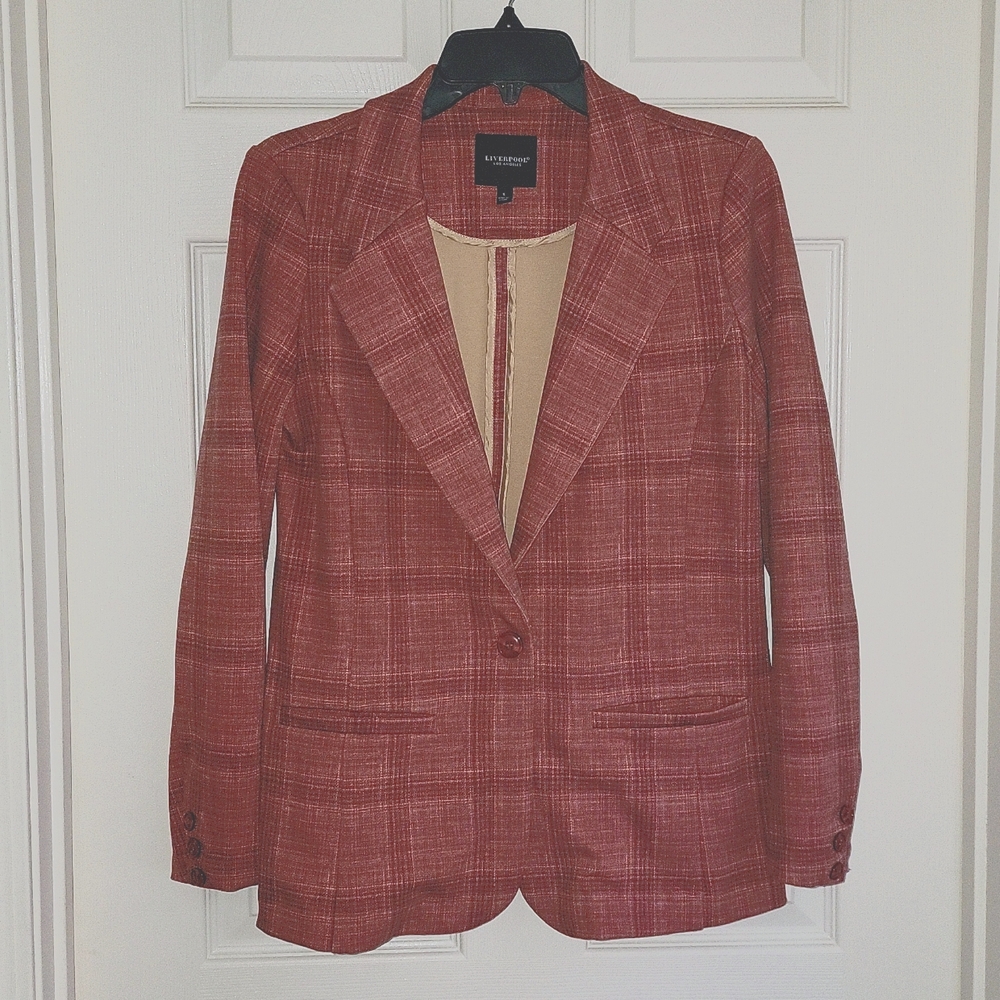 LIVERPOOL mauve plaid blazer